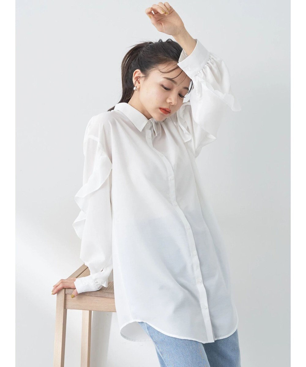 earth music&ecology フリルスリーブシャツ 