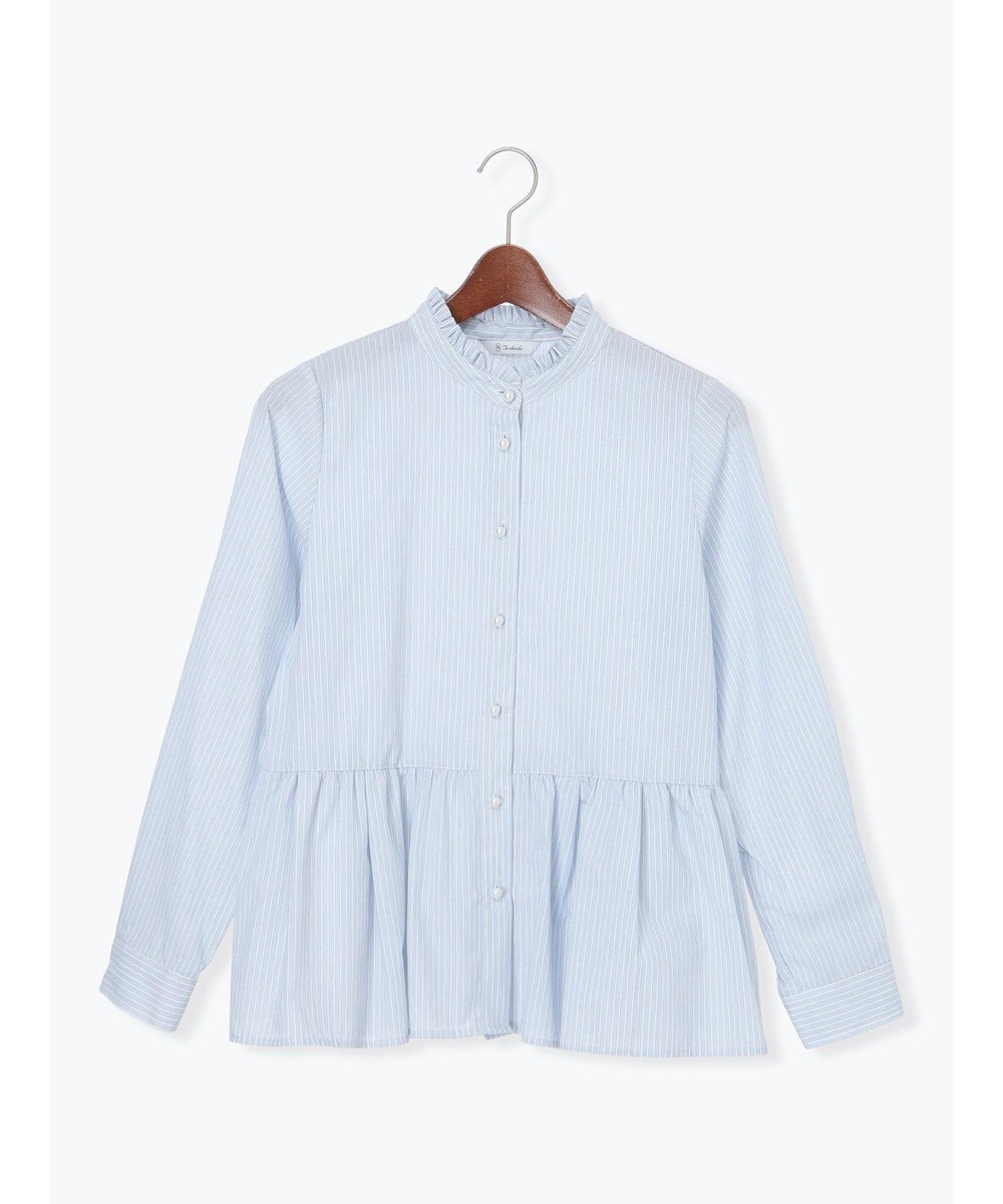 Te chichi パール釦スタンドフリルペプラムブラウス 