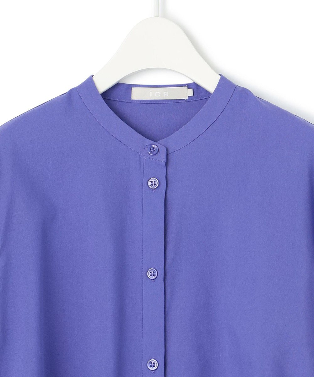 ICB 【洗える】コットンモダールローン バンドカラーシャツ 