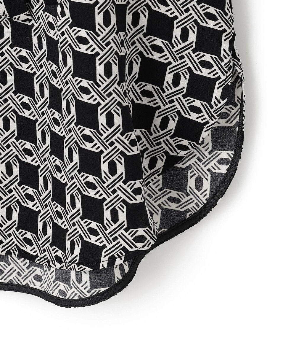 ICB 【洗える】レトロウォールペーパープリント ブラウス 