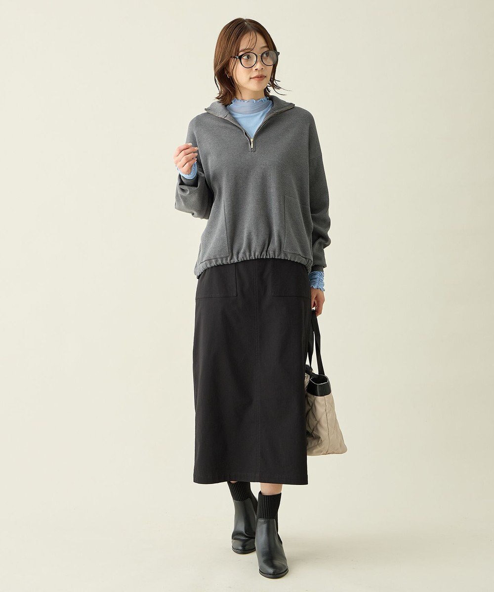 ANY L スウェットライクハーフジップニット 