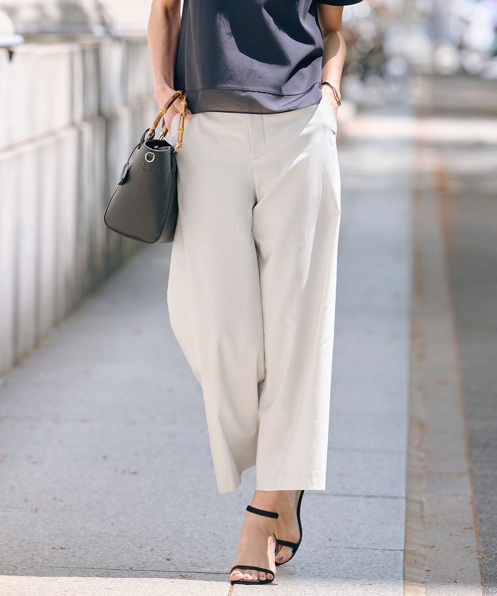 J.PRESS LADIES S 【洗える】セルロースリネンストレッチ イージー パンツ 