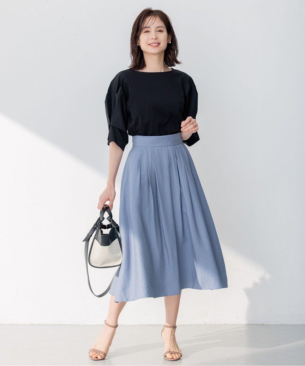 組曲 【セットアップ対応・ウエストゴム仕様】ニュアンスシフォン スカート 
