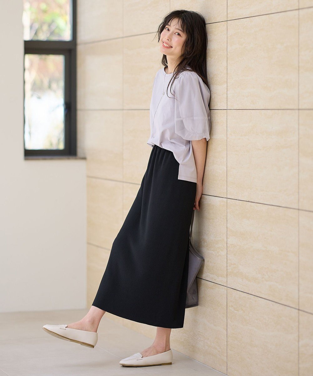 ANY 【洗濯機可】プリーツジャージタイトスカート 