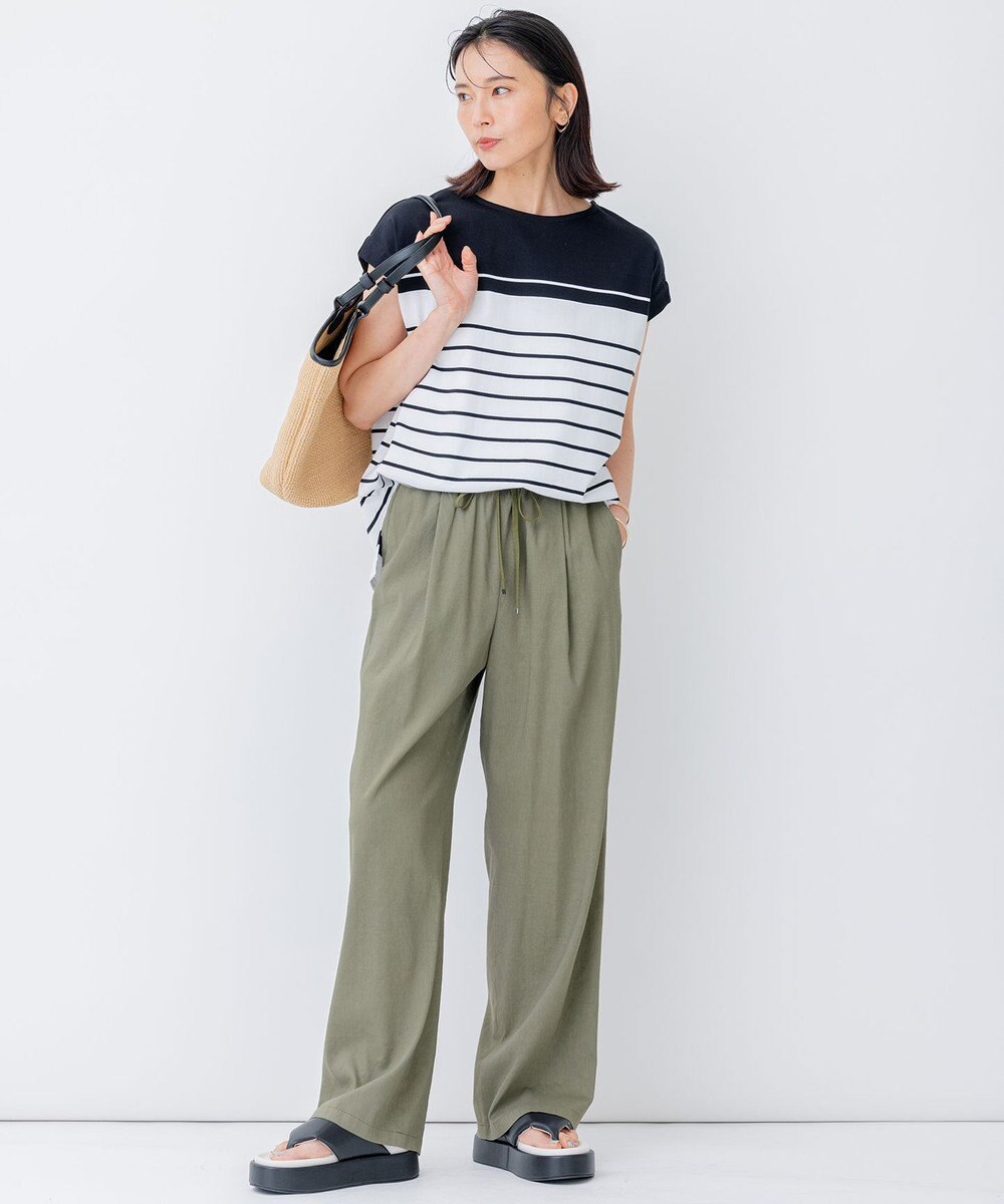 23区 L 【STORY7月号掲載/洗える】リネンヴィスコースストレッチ ドロスト パンツ 