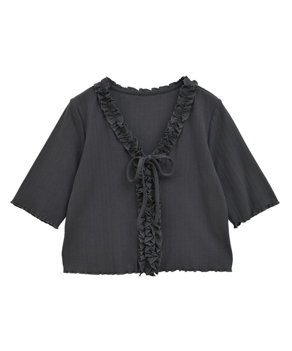 earth music&ecology フリルカットリブカーディガン 