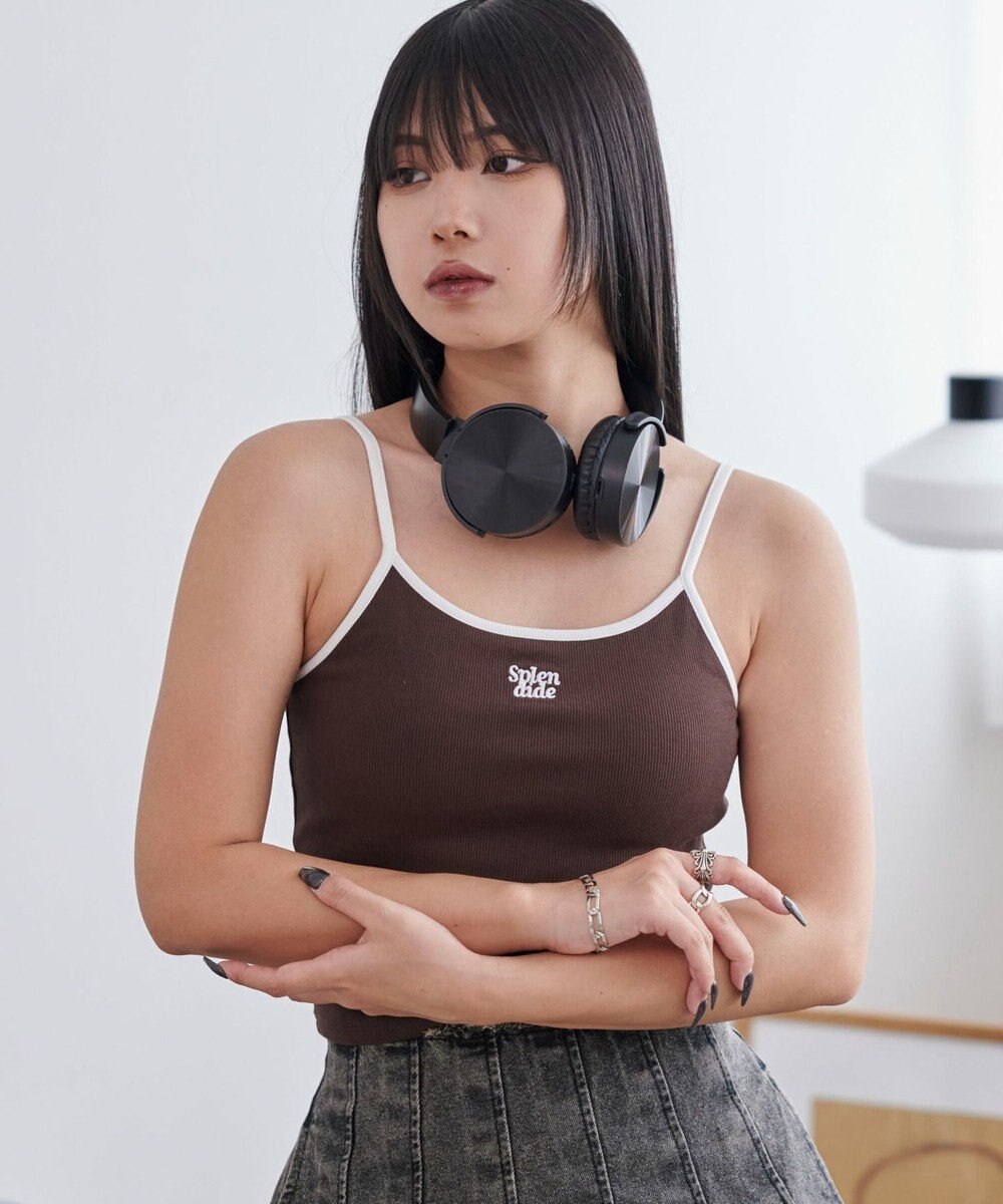 WEGO 【カップ付きインナー】ワンポイント刺繍キャミ 