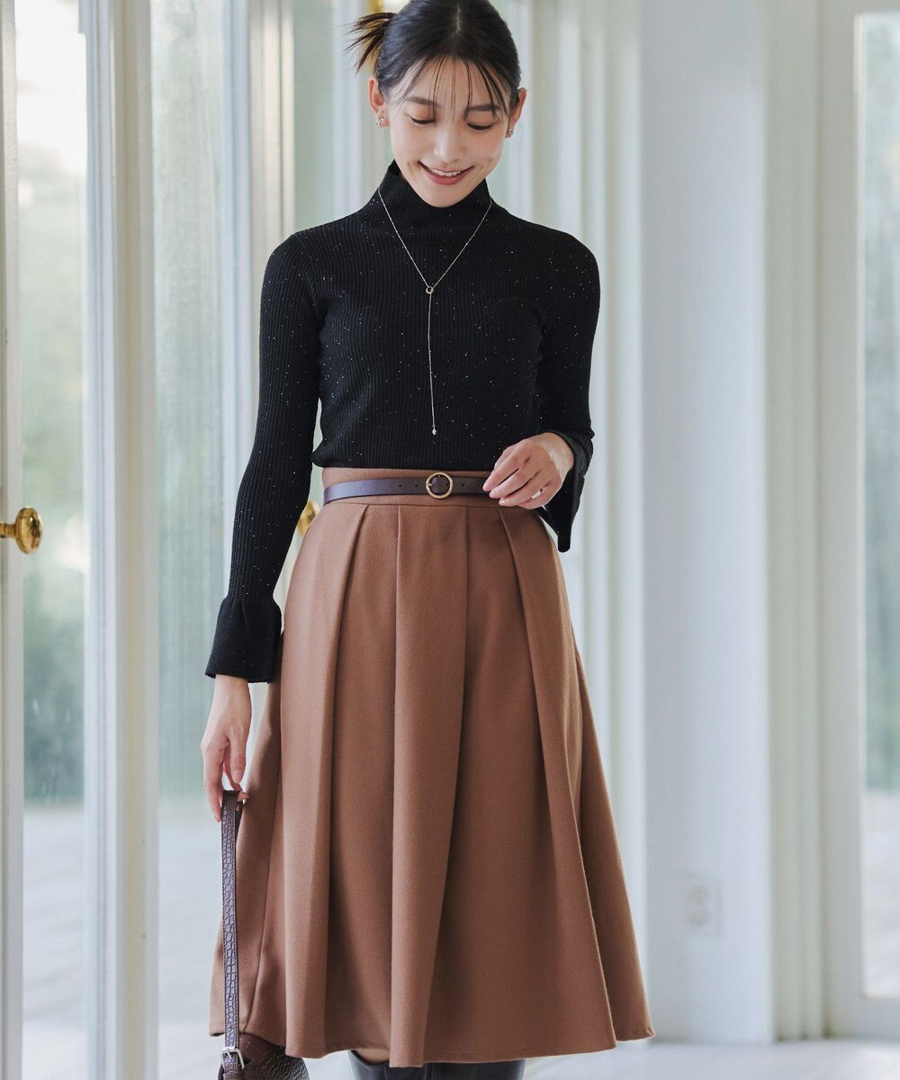 Tiaclasse 【洗える】スパンコールハイネックリブニットトップス 