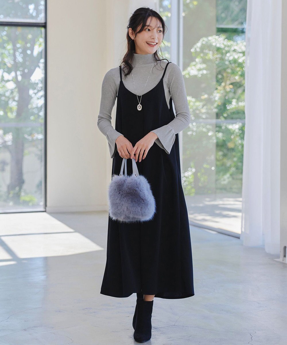 Tiaclasse 【洗える】スパンコールハイネックリブニットトップス 