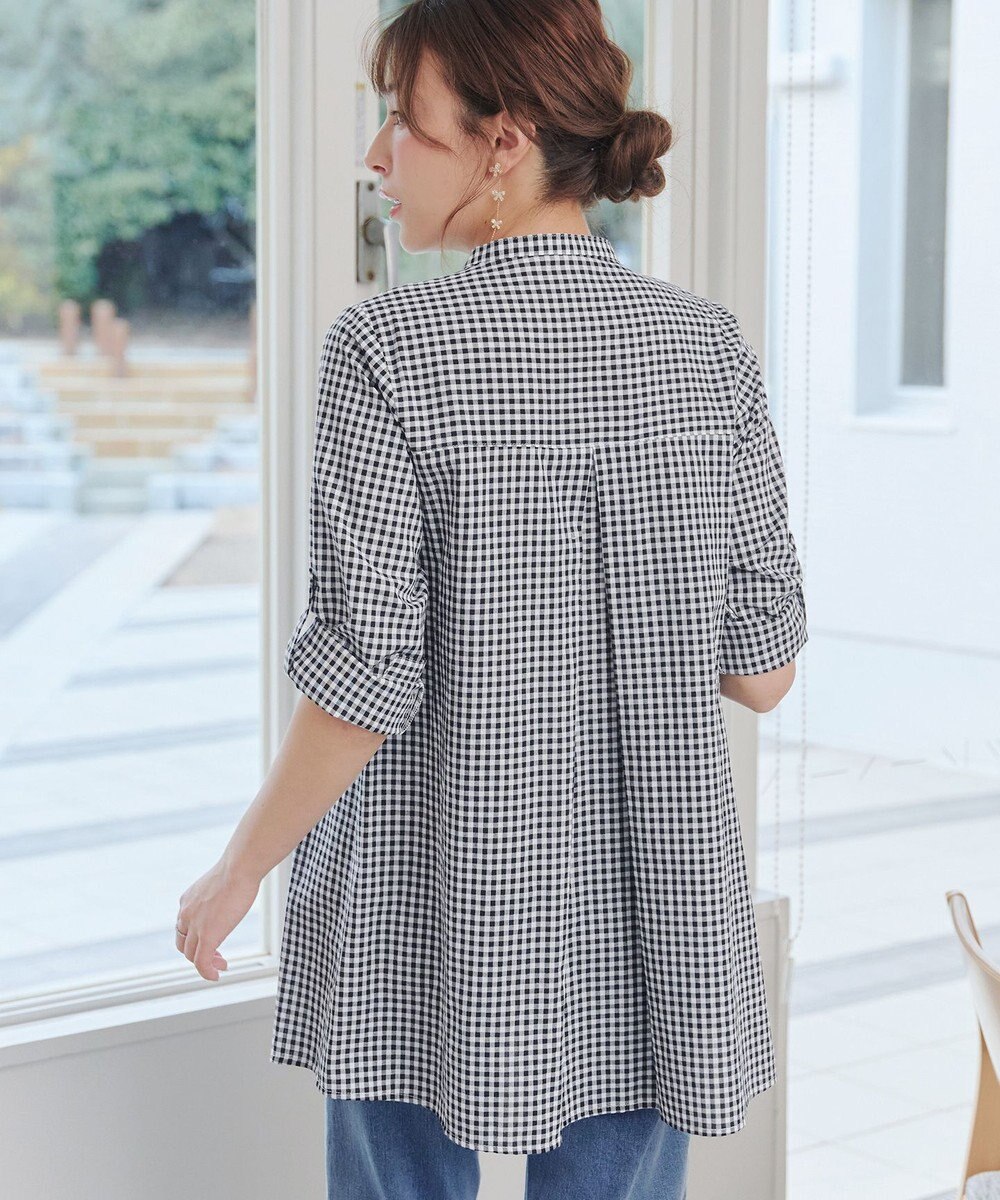 Tiaclasse L 【新色追加】バンドカラーシャツチュニックブラウス 