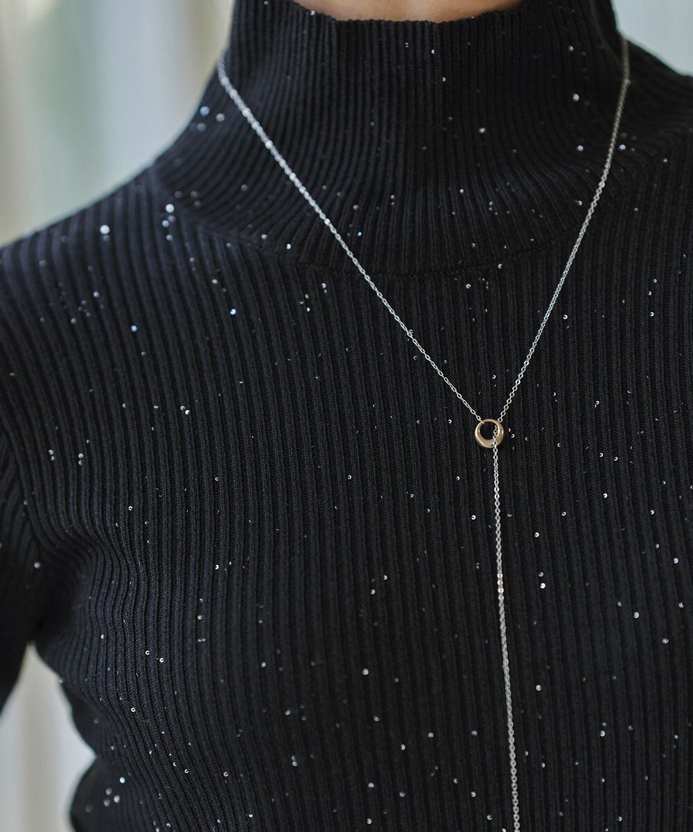 Tiaclasse 【洗える】スパンコールハイネックリブニットトップス 