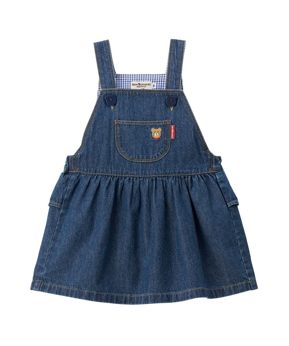 MIKI HOUSE HOT BISCUITS ワンポイントデニムジャンパースカート＆ワンポイントトレーナーギフトセット【BOX付き】 