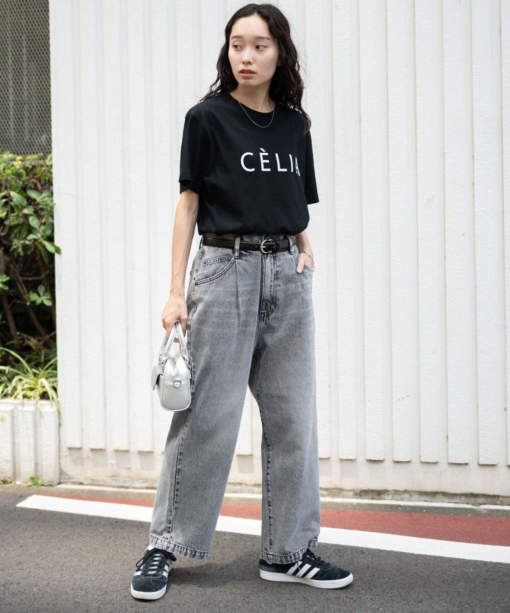 WEGO 【ユニセックス着用ITEM/ウエストゴム/SMLサイズ展開】デニムルーズテーパードパンツ 