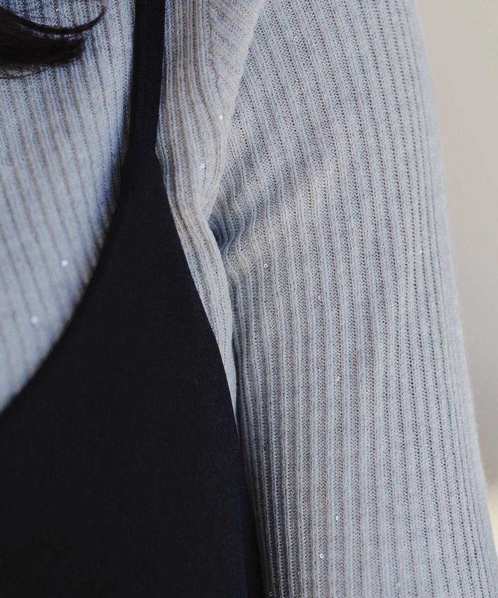 Tiaclasse 【洗える】スパンコールハイネックリブニットトップス 