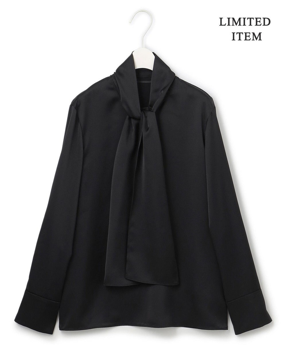 ICB 【WEB限定・洗える】 ドレープサテン ボウタイブラウス 