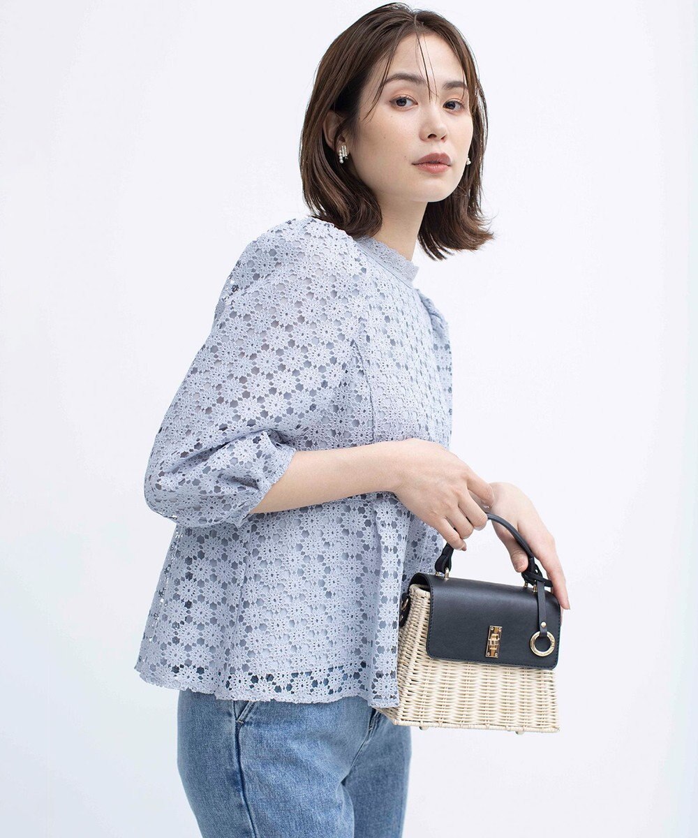 組曲 S 【WEB限定】フラワーレース ペプラムトップス 