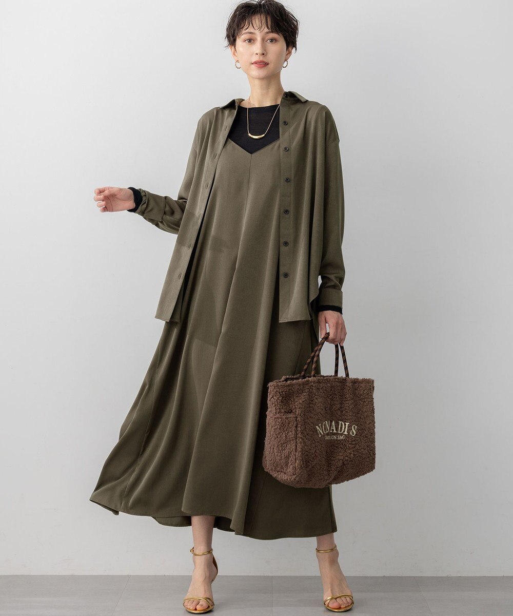 23区 L 【見上愛さん着用/洗える】スエーディーサテン キャミソール ワンピース 