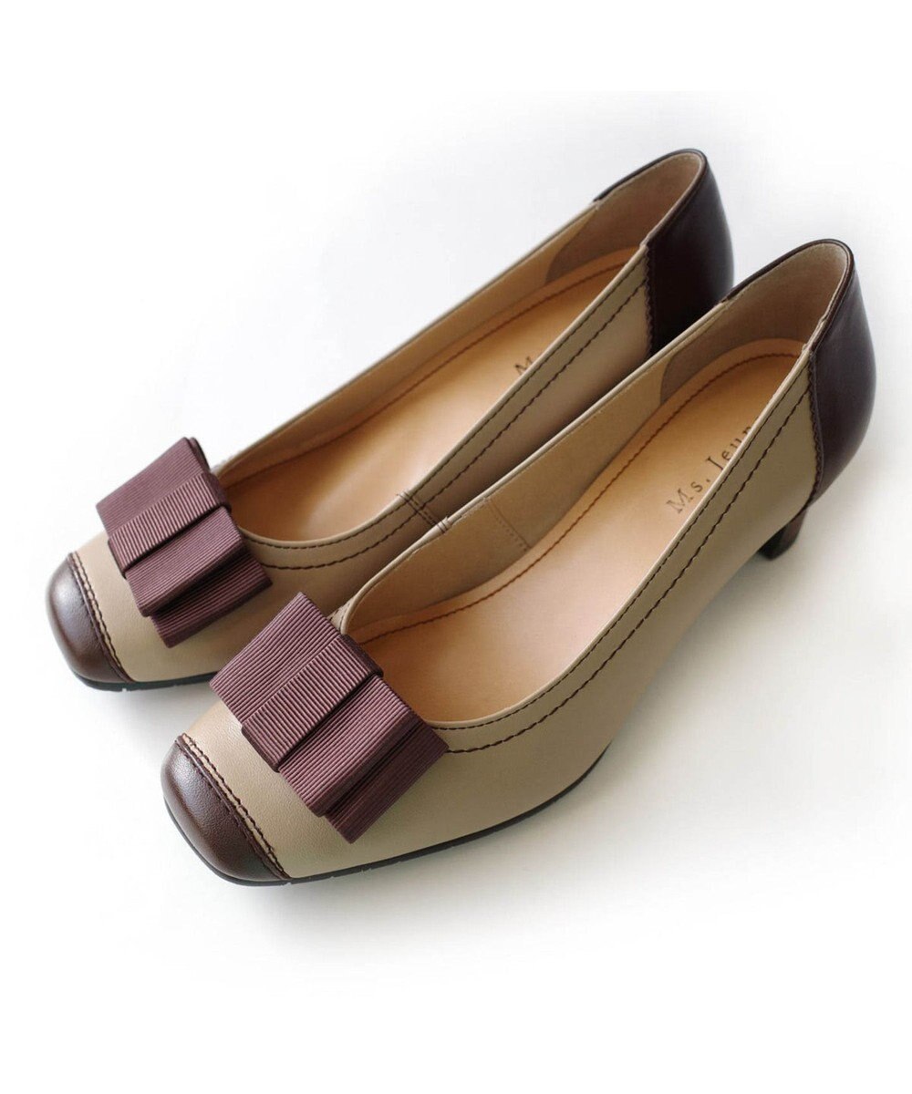 Pointer 日本製 リボンラウンドトゥパンプス 