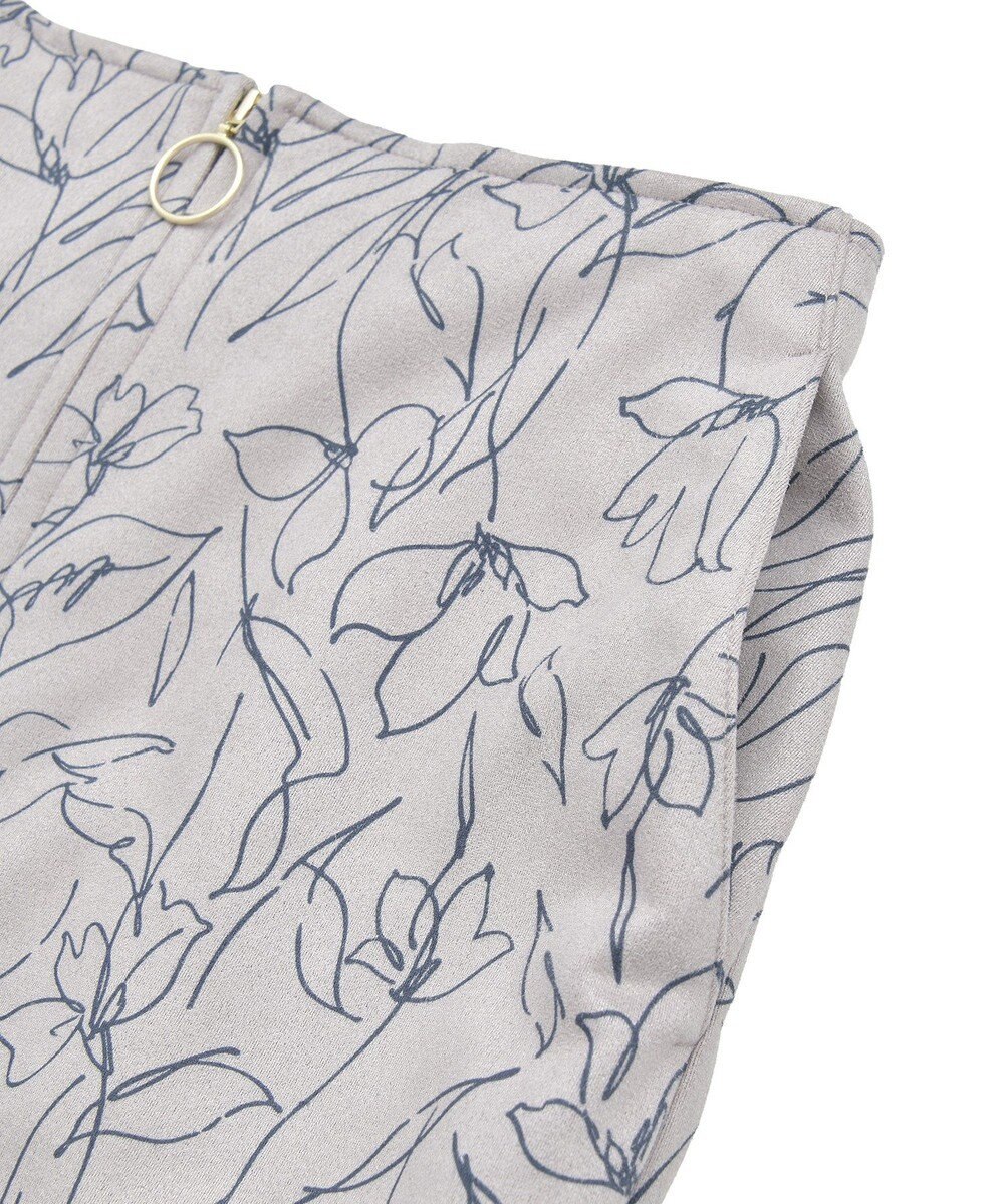 YECCA VECCA ラインフラワー柄フェイクスエードスカート 