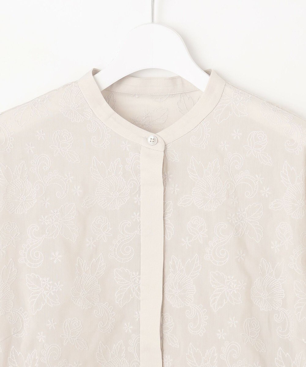 自由区 【洗える】シアーエンブロイダリークロップド丈 ブラウス 