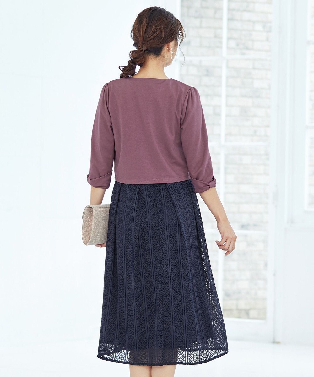 Tiaclasse L 【洗える】袖口リボンカットソーボレロカーディガン 