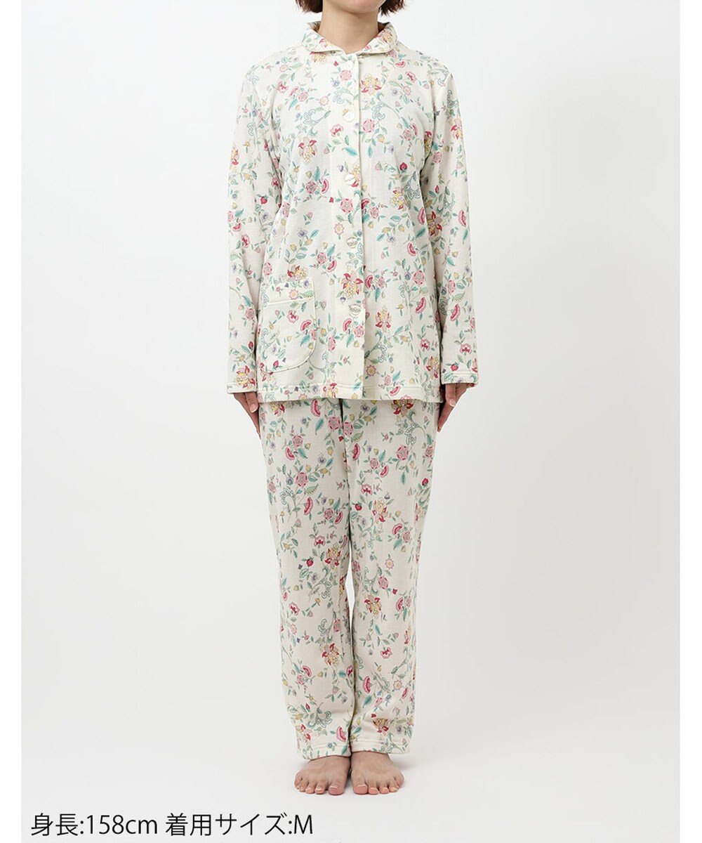 WACOAL パジャマ 長袖 長ズボン 綿混(本体) あったか ミントン 3Lまで対応 大きいサイズ レディース NDW428 /ワコール 