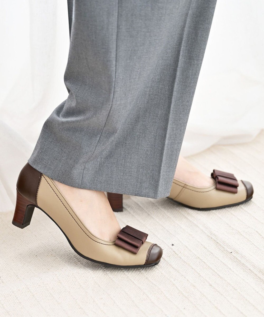 Pointer 日本製 リボンラウンドトゥパンプス 