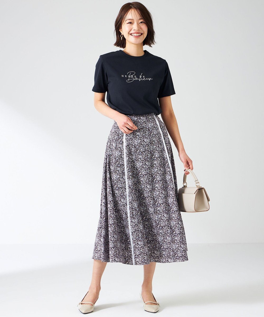 ANY SIS 【洗える】ラインポイントフラワー スカート 