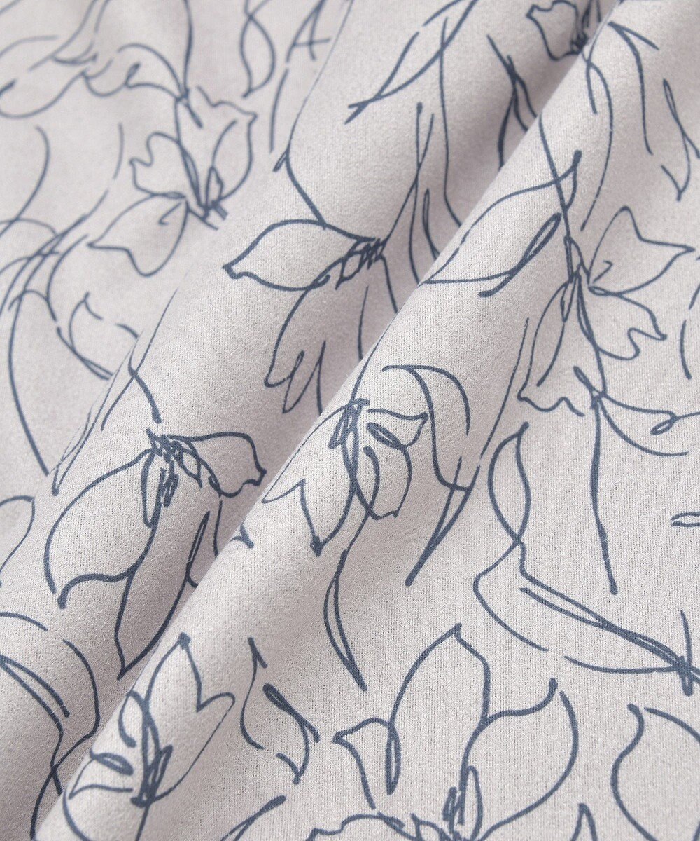 YECCA VECCA ラインフラワー柄フェイクスエードスカート 