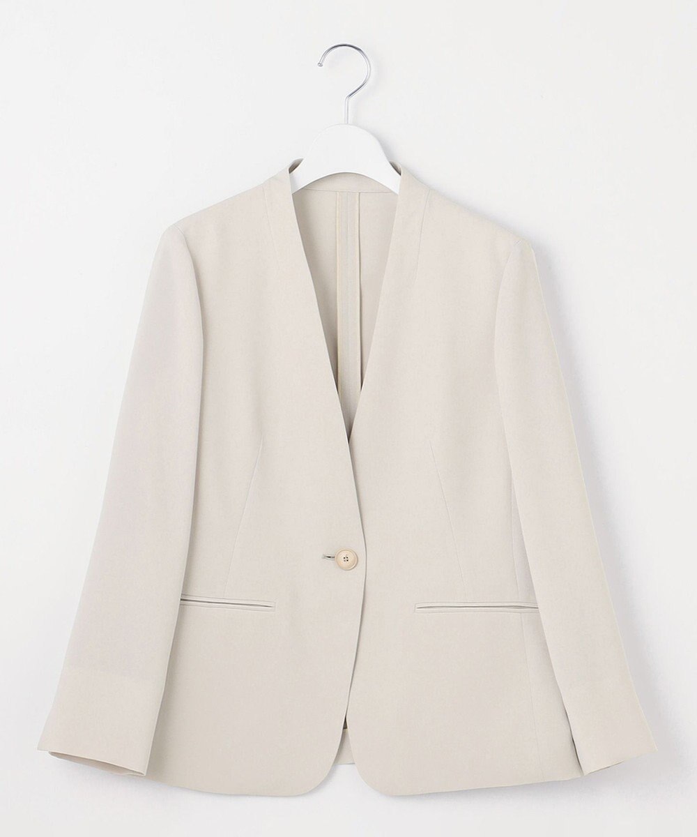 自由区 【セットアップ対応・UVカット・接触冷感・洗える】ライトストレッチノーカラー ジャケット 