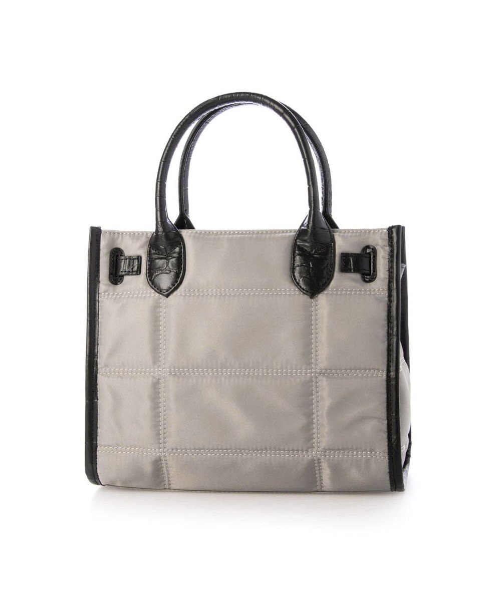 UNBILLION ペルケ perche / ナイロンキルト×クロコ型押し牛革2wayトートバッグS 