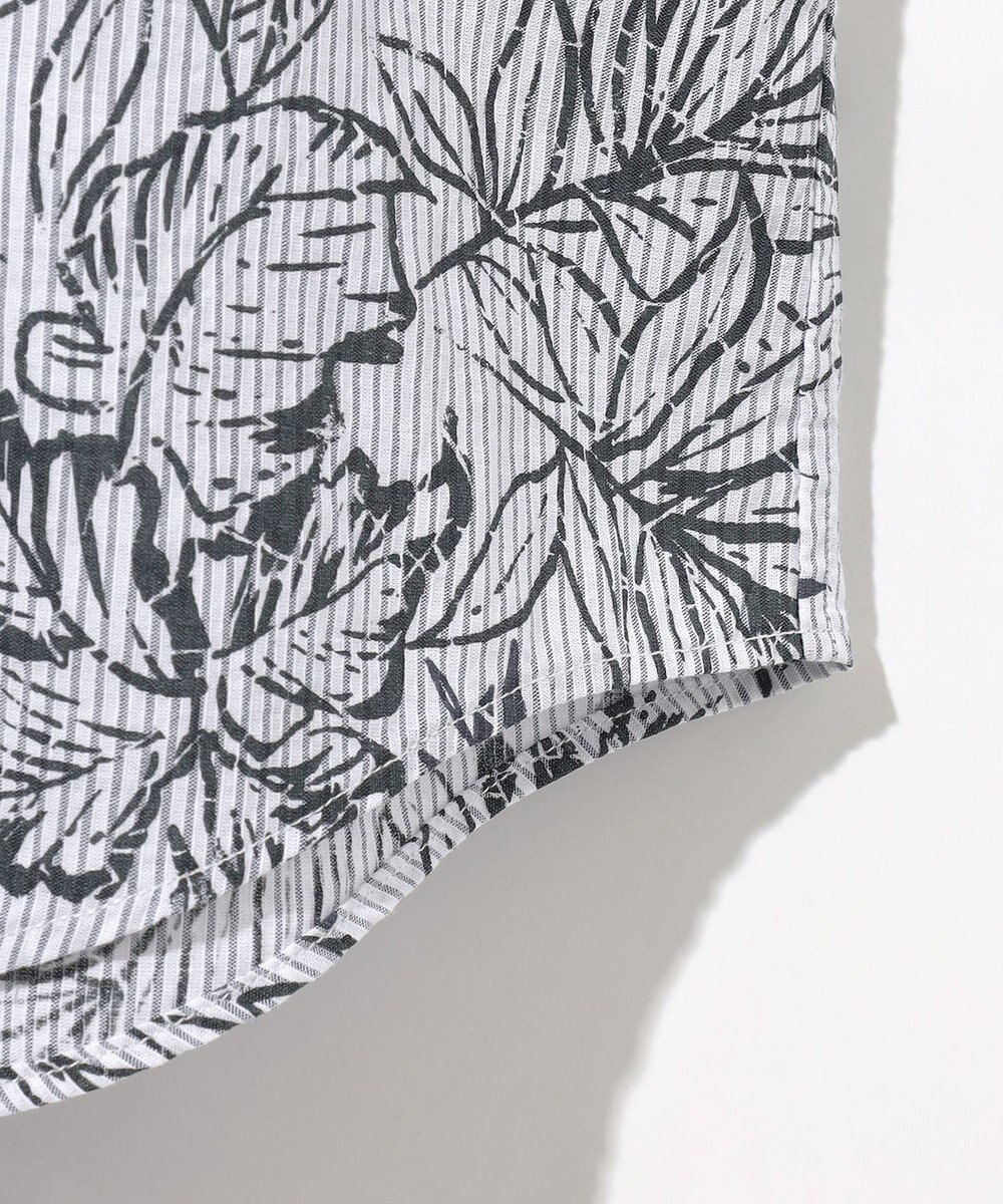 JOSEPH ABBOUD 【サスティナブルな麻混】コットンリヨセルリネンリーフプリント 半袖シャツ 