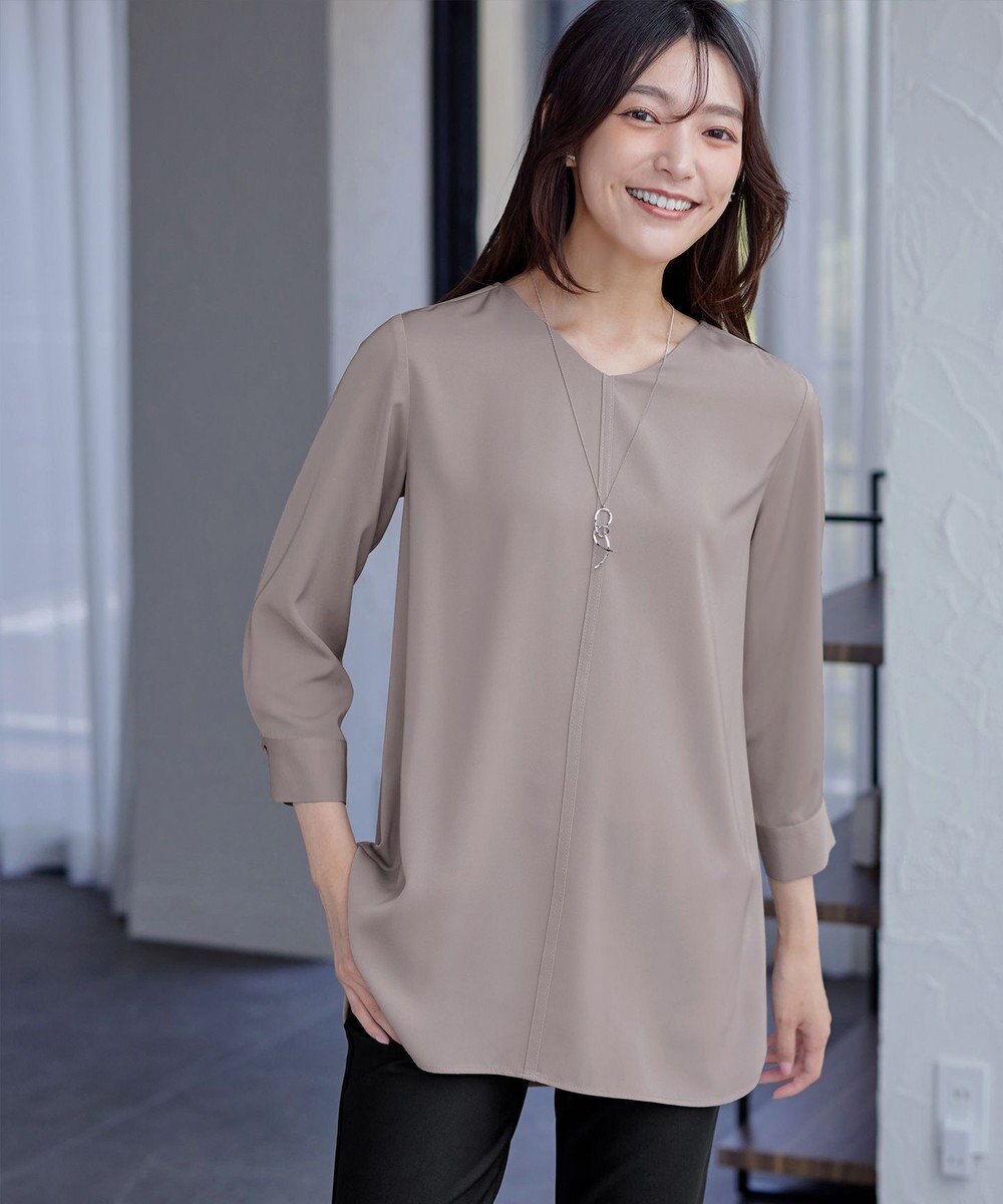 Tiaclasse L 【洗える】ラウンドスリットチュニック 