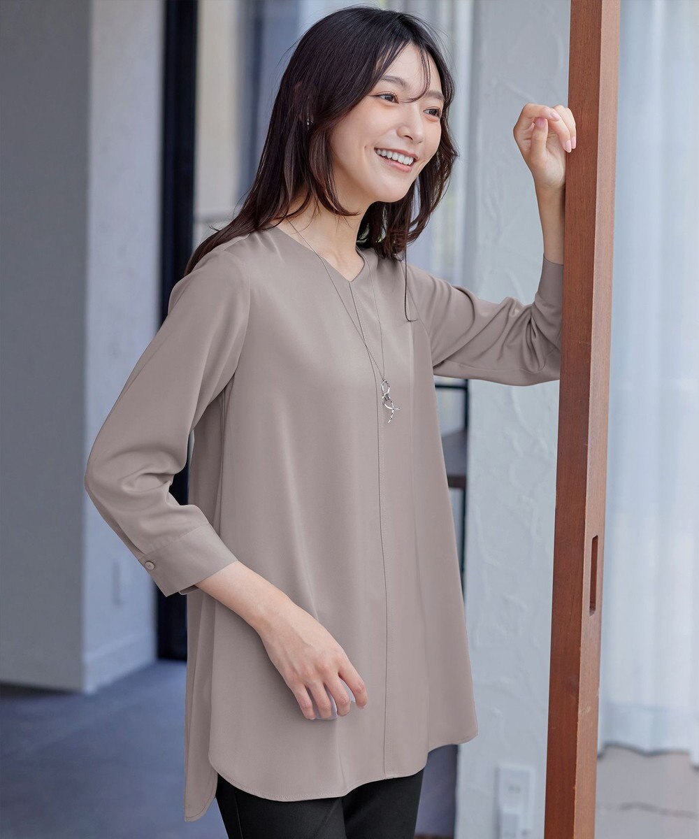 Tiaclasse L 【洗える】ラウンドスリットチュニック 