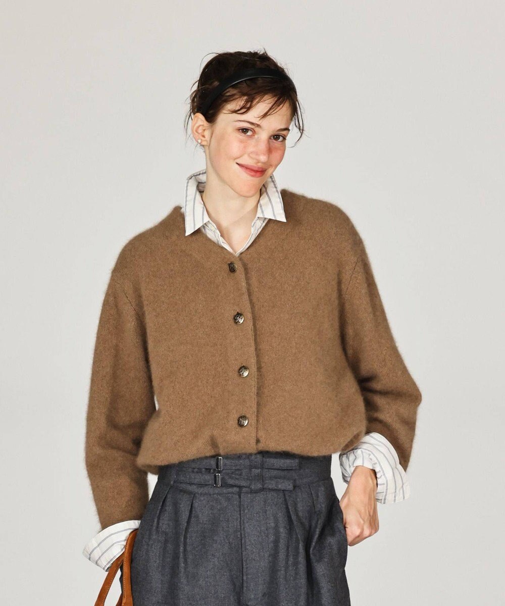 LENO BRUSHED CARDIGAN へアリーニットカーディガン 