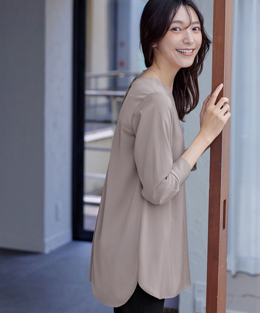 Tiaclasse L 【洗える】ラウンドスリットチュニック 