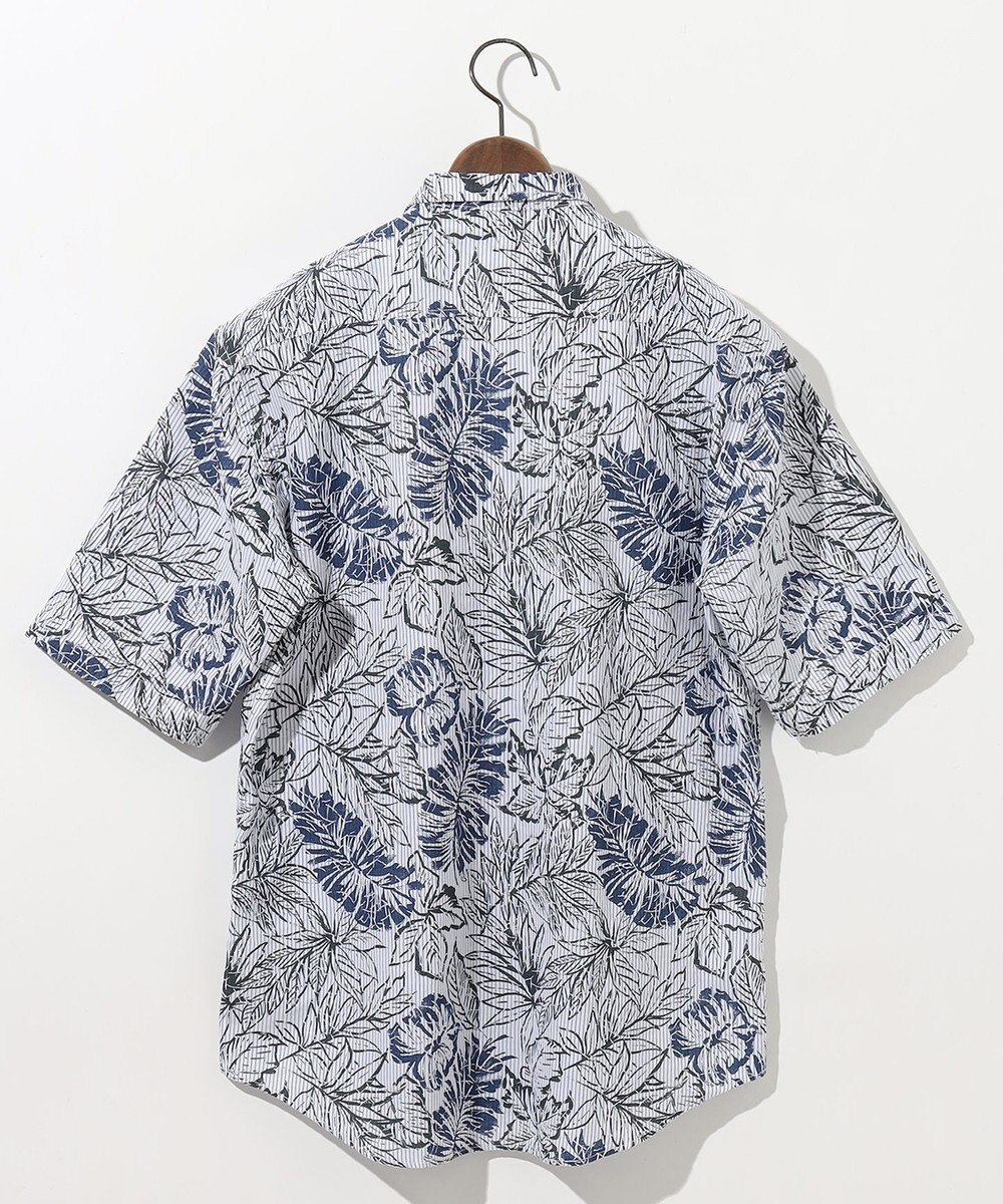 JOSEPH ABBOUD 【サスティナブルな麻混】コットンリヨセルリネンリーフプリント 半袖シャツ 