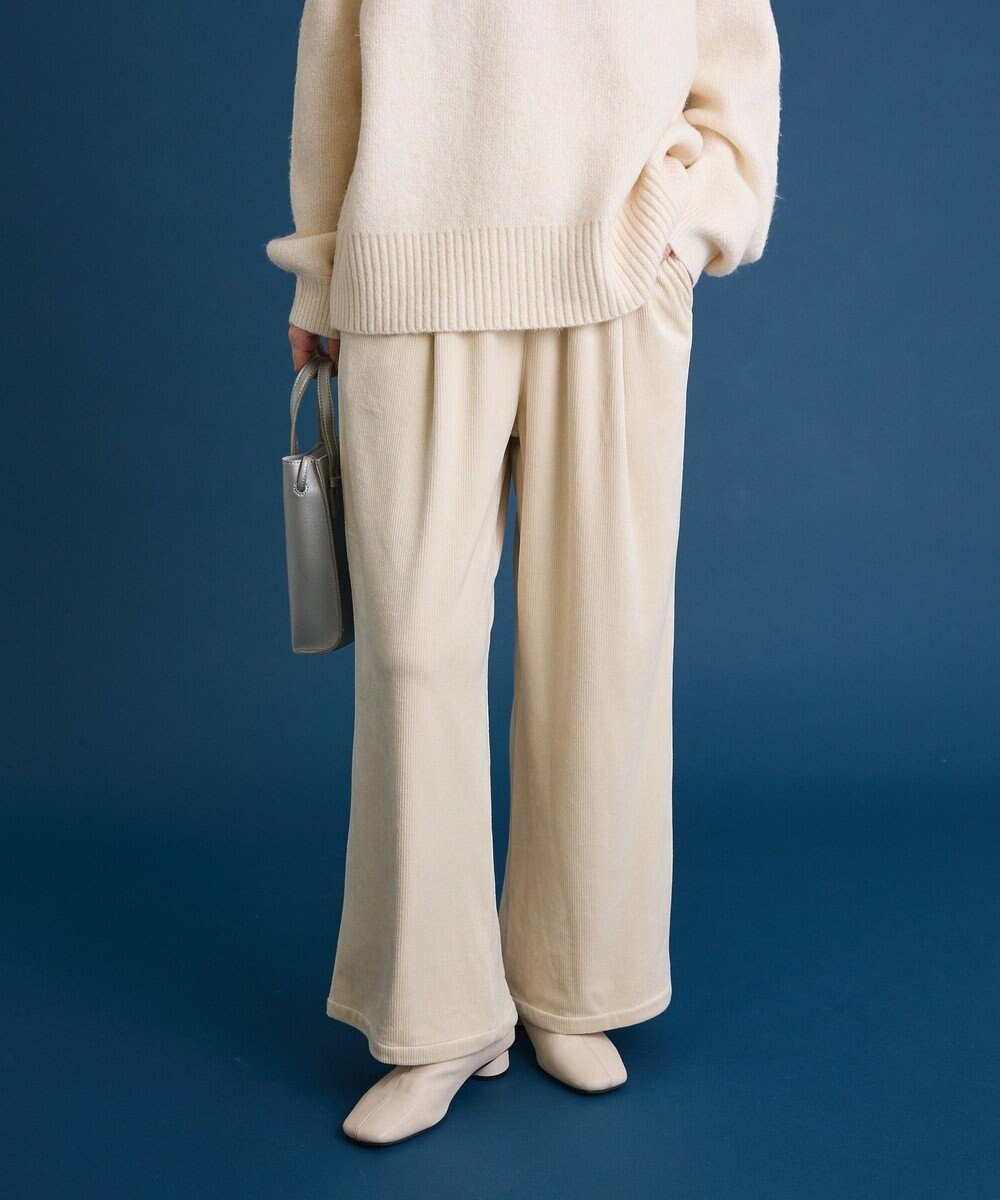 Green Parks ぽかぽか裏起毛ベロアイージーパンツ 