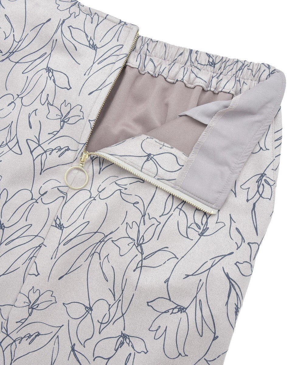 YECCA VECCA ラインフラワー柄フェイクスエードスカート 