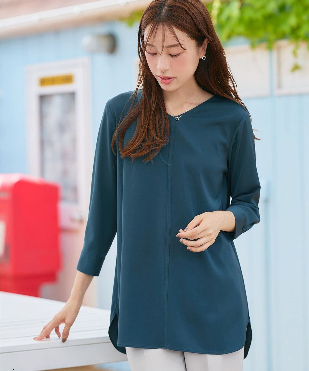 Tiaclasse L 【洗える】ラウンドスリットチュニック 