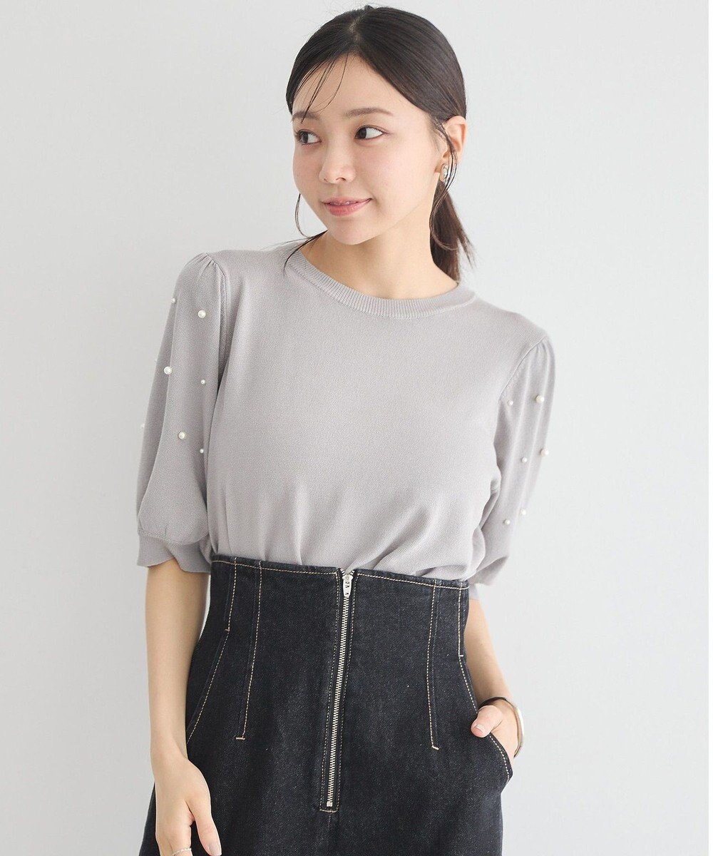 earth music&ecology パールスリーブニットプルオーバー 