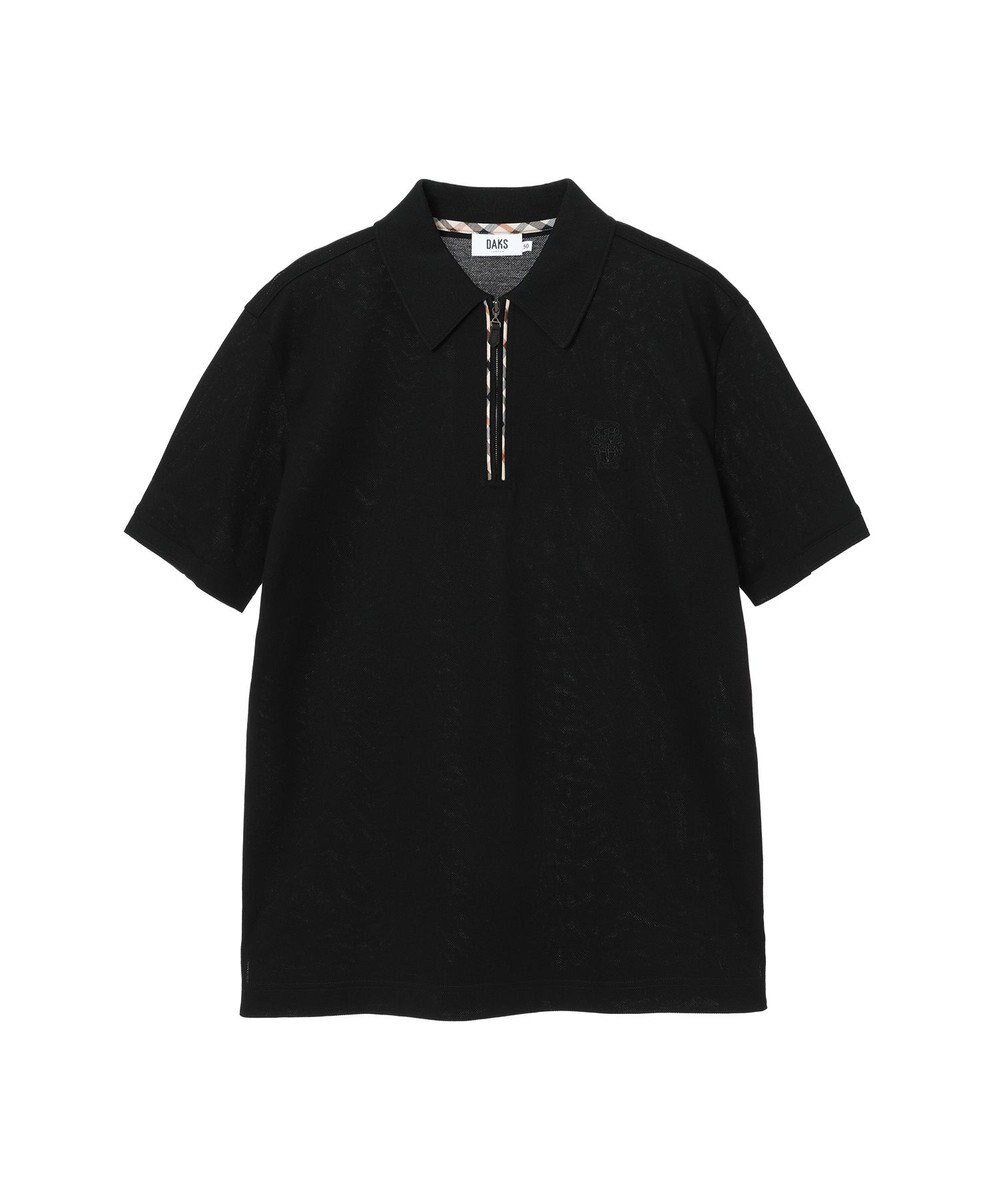 DAKS フロントジップ ハウスチェックパイピング ポロシャツ 