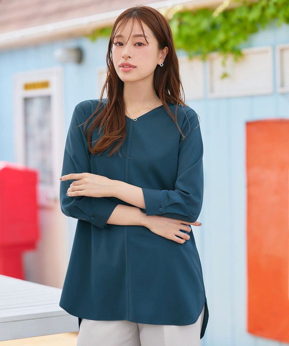 Tiaclasse L 【洗える】ラウンドスリットチュニック 