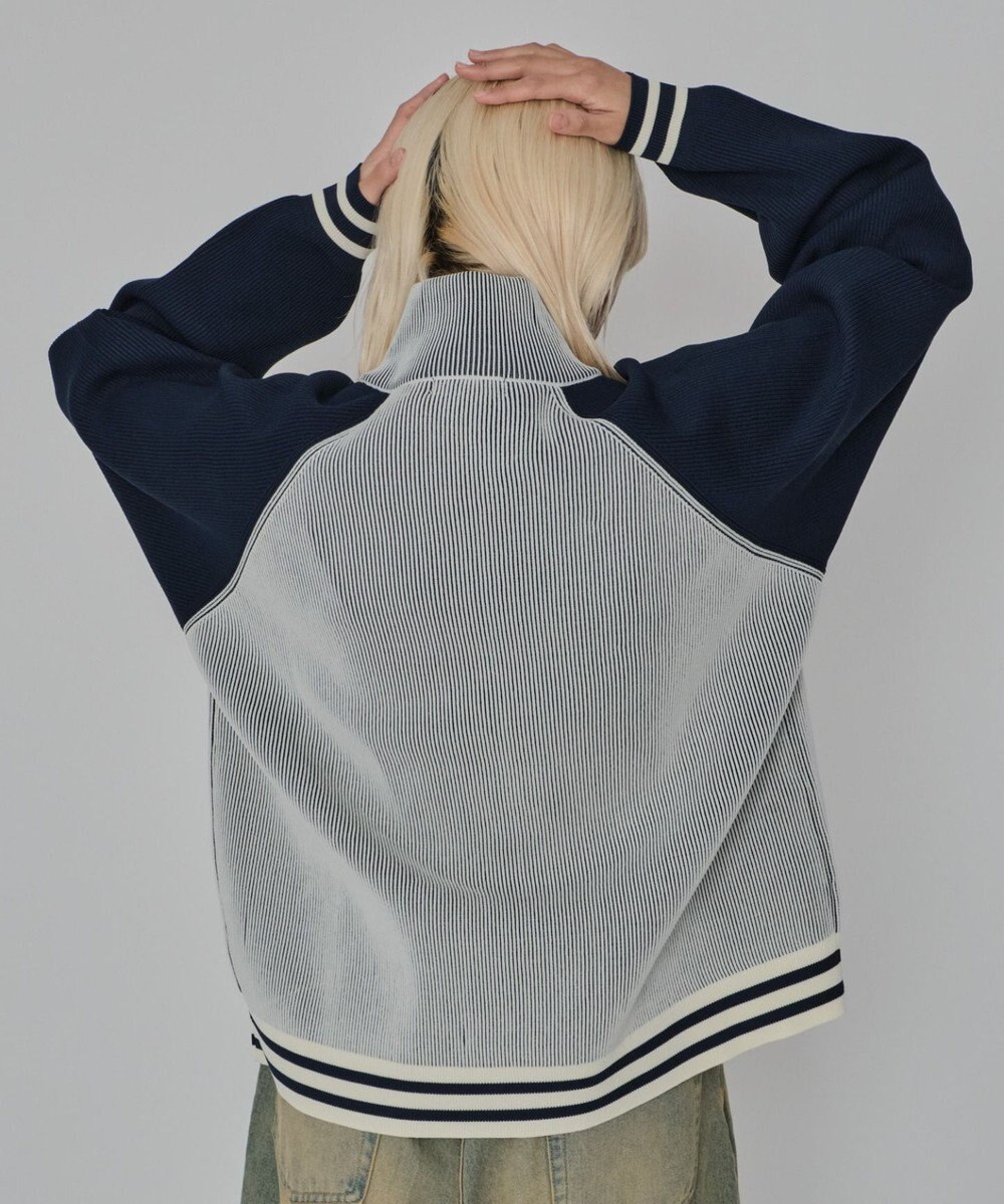 WEGO 【ユニセックス着用ITEM/MLサイズ展開】ラグラングラフィックニットブルゾン 