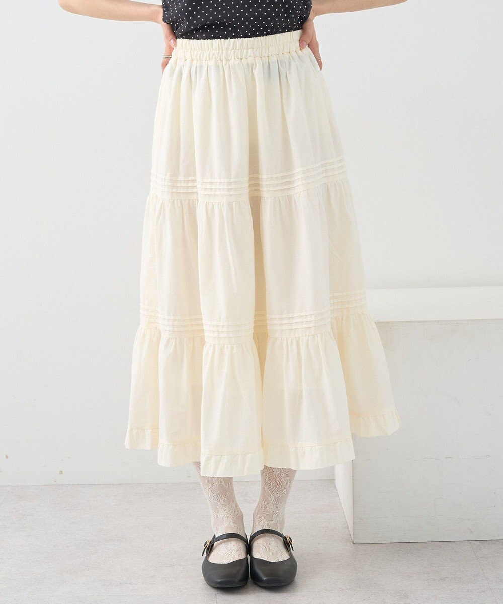 earth music&ecology ピンタックティアードミディスカート 