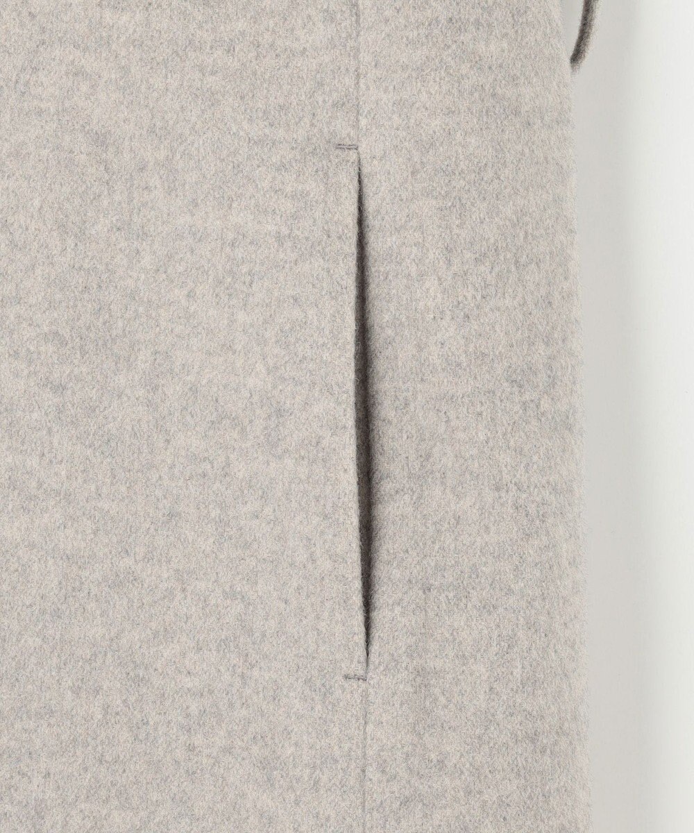 自由区 S シャルムビーバーノーカラーロング コート 