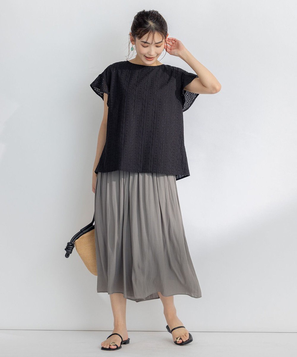 組曲 S 【ウエストゴム・WEB限定】シアープリーツライクシフォン パンツ 