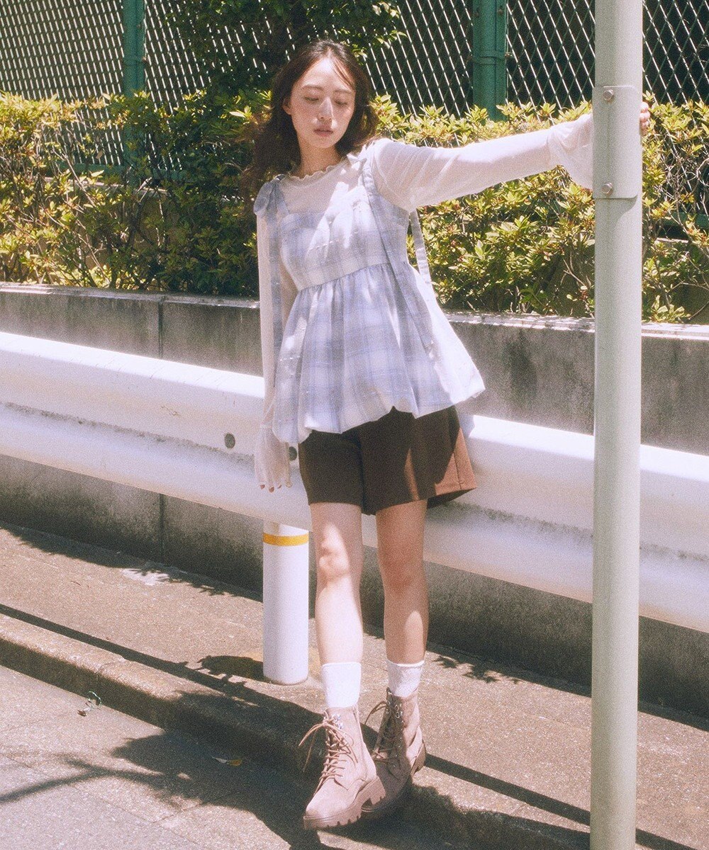 earth music&ecology ベルト付きタブデザインショートパンツ 