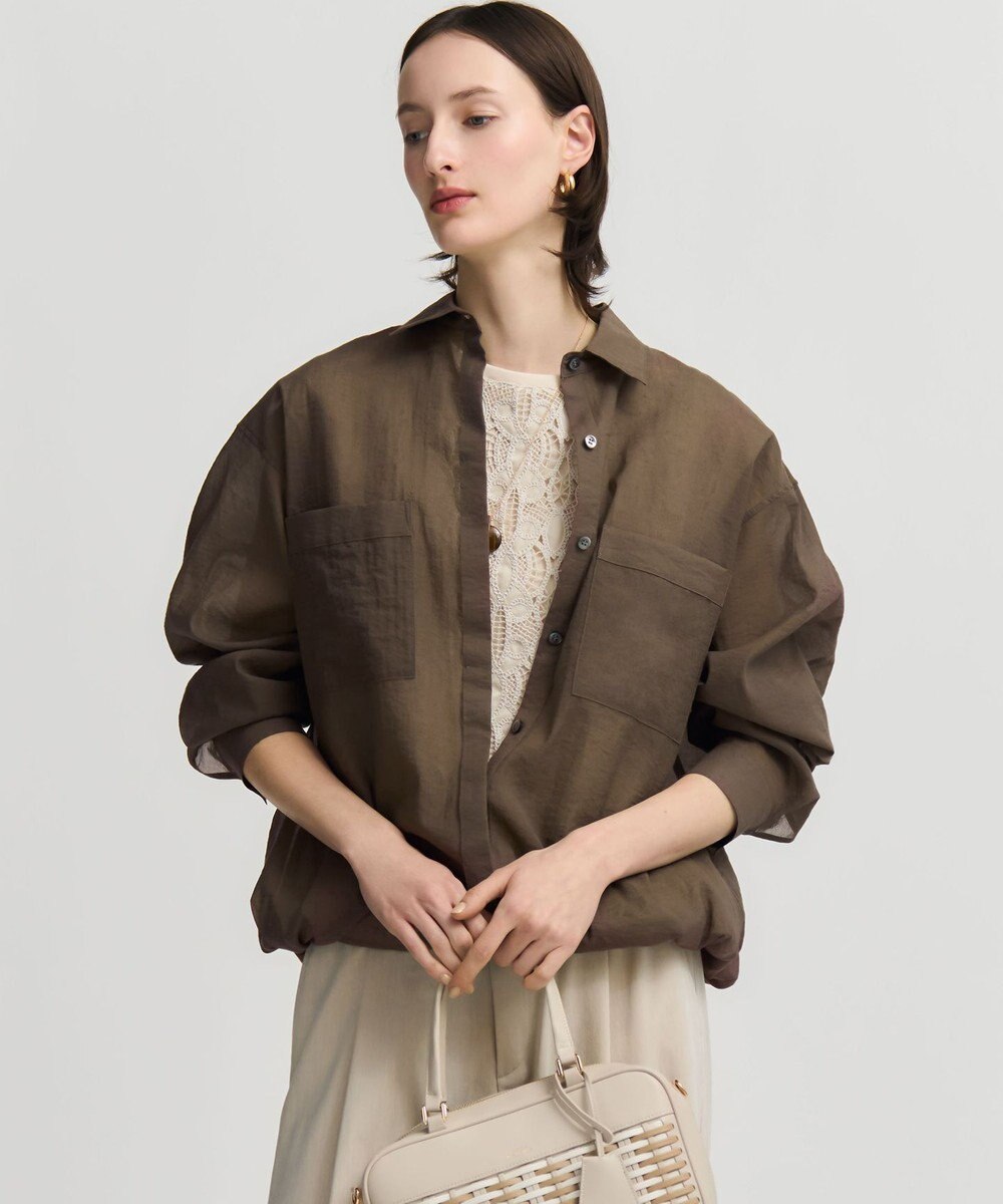 23区 【先行予約/見上愛さん着用】ナイロンコットンシアーボイル ドロストシャツ 