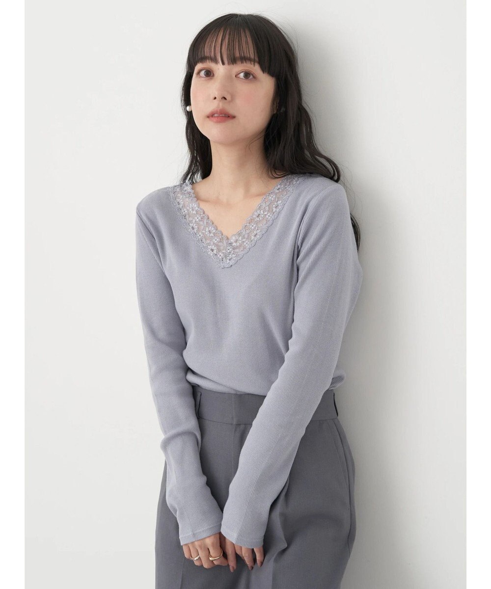 earth music&ecology レースＶネックテレコインナー 